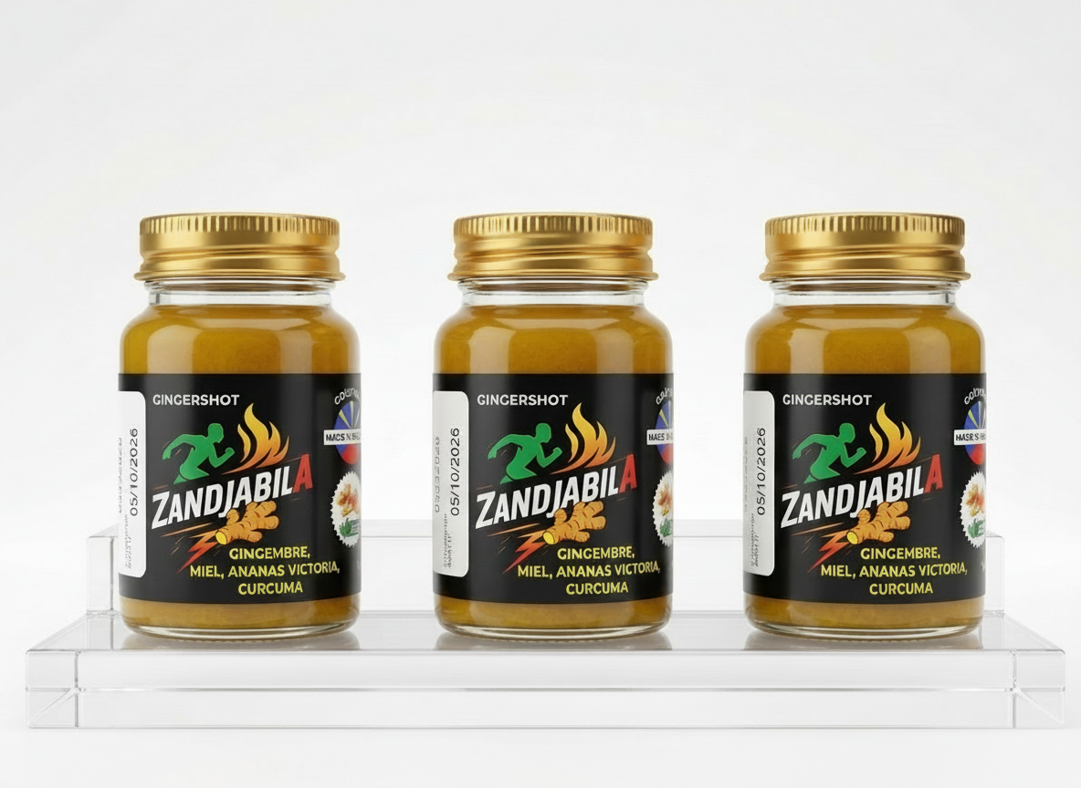Zandjabila GingerShot — 3 bocaux sur présentoir